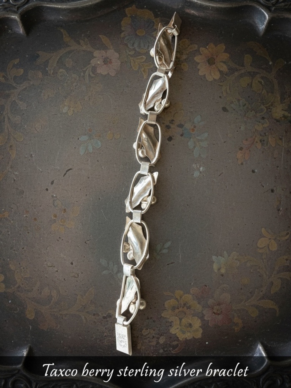 Taxco Sterling Silver Holly Berry Bracelet - Silver stamped - Picture 2 of 5